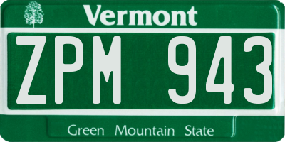 VT license plate ZPM943
