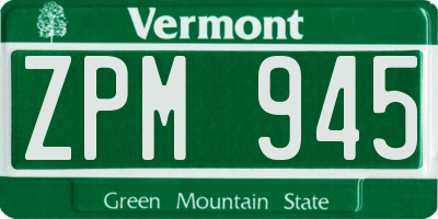 VT license plate ZPM945