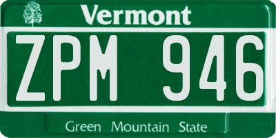 VT license plate ZPM946