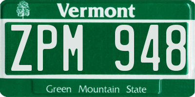 VT license plate ZPM948