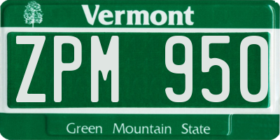 VT license plate ZPM950