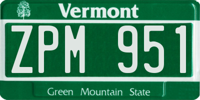 VT license plate ZPM951