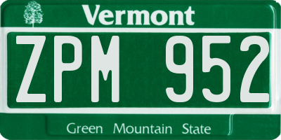 VT license plate ZPM952