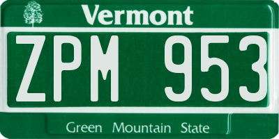 VT license plate ZPM953