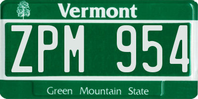 VT license plate ZPM954