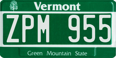 VT license plate ZPM955