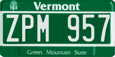 VT license plate ZPM957