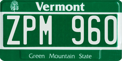 VT license plate ZPM960