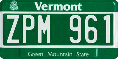 VT license plate ZPM961