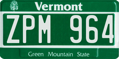 VT license plate ZPM964