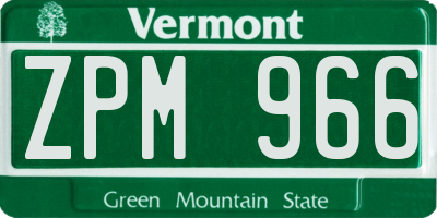 VT license plate ZPM966