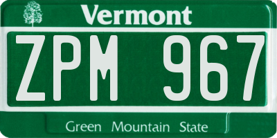 VT license plate ZPM967
