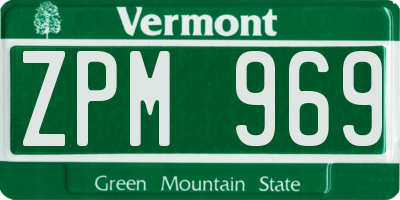 VT license plate ZPM969