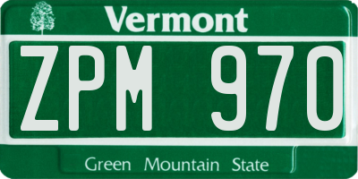 VT license plate ZPM970