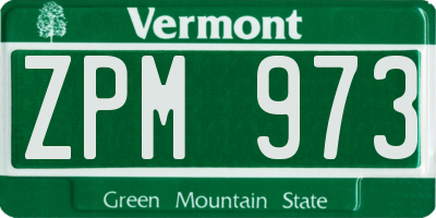 VT license plate ZPM973