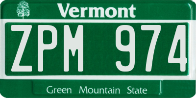 VT license plate ZPM974
