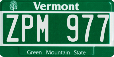 VT license plate ZPM977