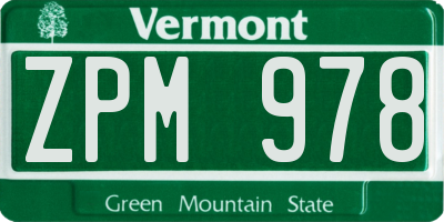 VT license plate ZPM978