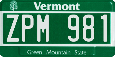 VT license plate ZPM981