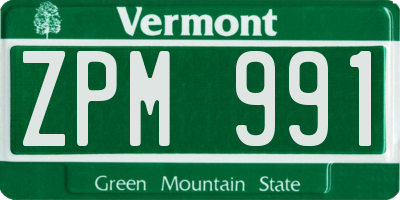 VT license plate ZPM991