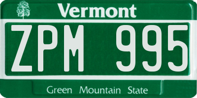 VT license plate ZPM995