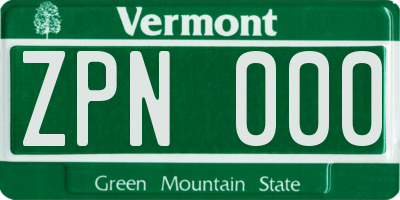 VT license plate ZPN000