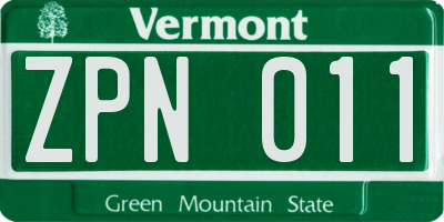 VT license plate ZPN011