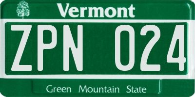 VT license plate ZPN024