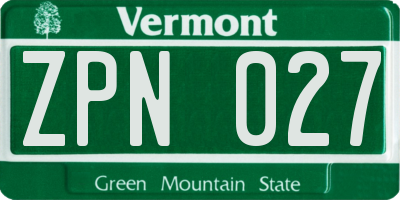 VT license plate ZPN027