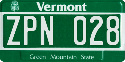 VT license plate ZPN028