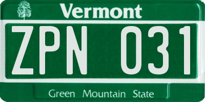 VT license plate ZPN031