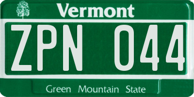 VT license plate ZPN044