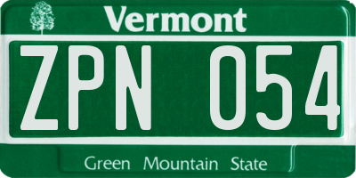 VT license plate ZPN054