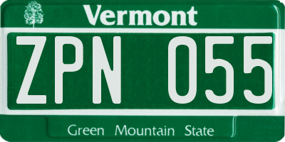 VT license plate ZPN055