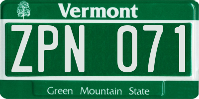 VT license plate ZPN071