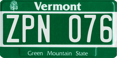 VT license plate ZPN076