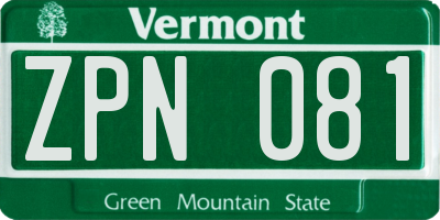 VT license plate ZPN081
