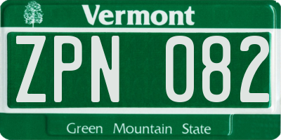 VT license plate ZPN082