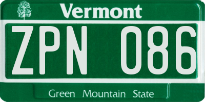 VT license plate ZPN086