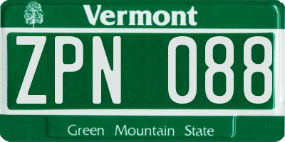 VT license plate ZPN088
