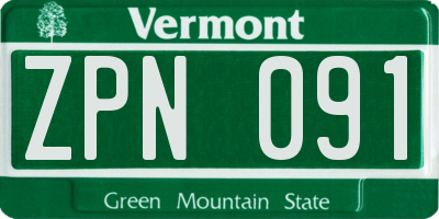 VT license plate ZPN091
