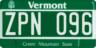 VT license plate ZPN096