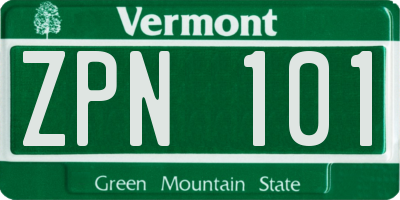 VT license plate ZPN101
