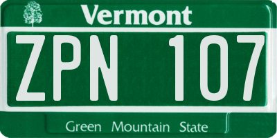 VT license plate ZPN107