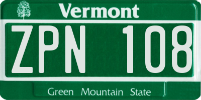VT license plate ZPN108