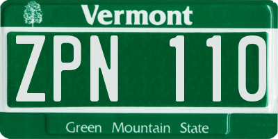 VT license plate ZPN110