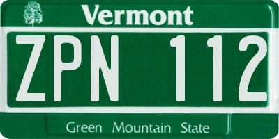 VT license plate ZPN112