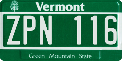 VT license plate ZPN116