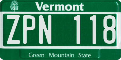 VT license plate ZPN118
