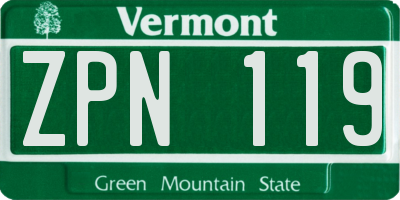 VT license plate ZPN119